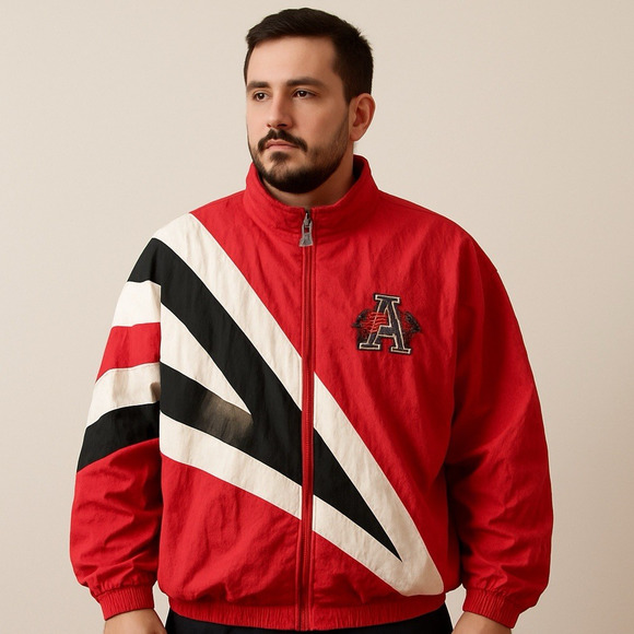 Vintage Arkansas Razorbacks Windbreaker Jacket XL Mens Red Black White Retro 90s - Picture 1 of 16